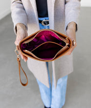 Ara Convertible Crossbody Clutch - Honey Vegan Suede  - [OUTLET FINAL SALE]