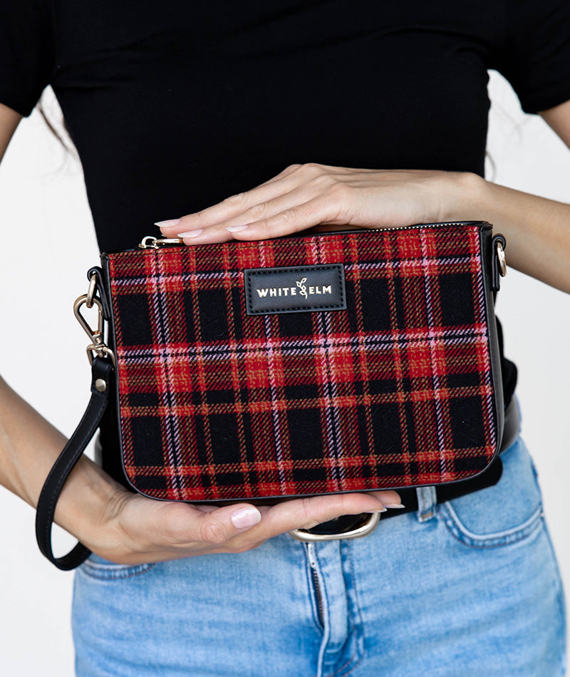 Ara Convertible Crossbody Clutch - Tartan Rouge Wool