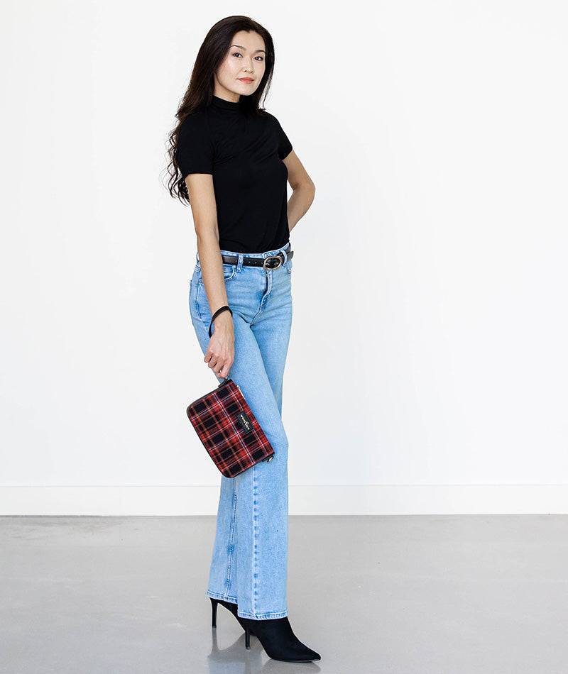 Ara Convertible Crossbody Clutch - Tartan Rouge Wool