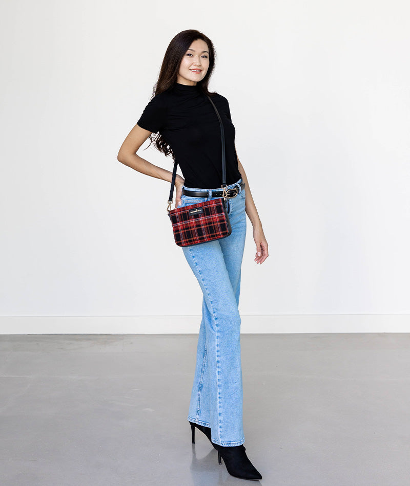 Ara Convertible Crossbody Clutch - Tartan Rouge Wool