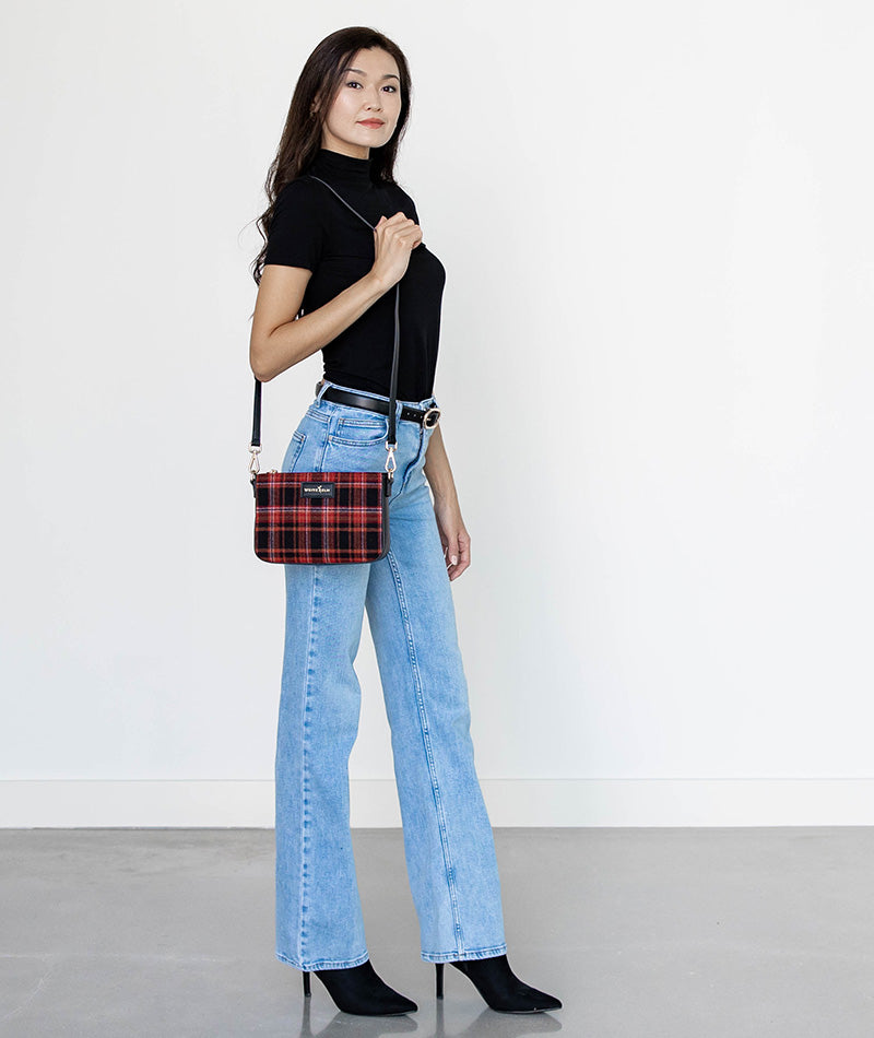 Ara Convertible Crossbody Clutch - Tartan Rouge Wool