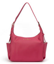 Dragon Fruit vegan leather hobo bag with a slouchy silhouette, shown against a white background (White Elm)