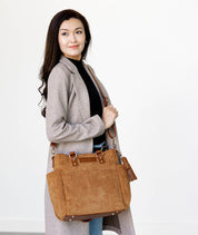 Carina Tote Bag - Honey Vegan Suede - [OUTLET FINAL SALE]