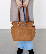 Carina Tote Bag - Honey Vegan Suede - [OUTLET FINAL SALE]