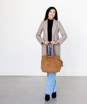 Carina Tote Bag - Honey Vegan Suede - [OUTLET FINAL SALE]
