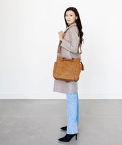 Carina Tote Bag - Honey Vegan Suede - [OUTLET FINAL SALE]