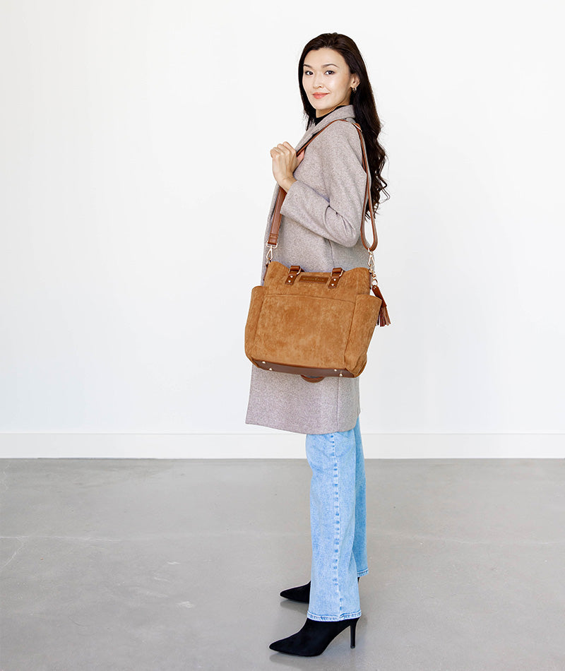 Carina Tote Bag - Honey Vegan Suede
