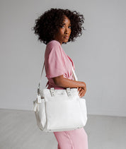 Carina Tote Bag - Pearl White Croc - [OUTLET RETIRED FINAL SALE]