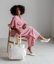 Carina Tote Bag - Pearl White Croc - [OUTLET RETIRED FINAL SALE]