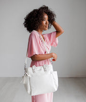Carina Tote Bag - Pearl White Croc - [OUTLET RETIRED FINAL SALE]