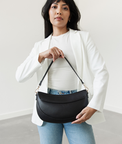 Back panel of the Black Emily Crescent bag