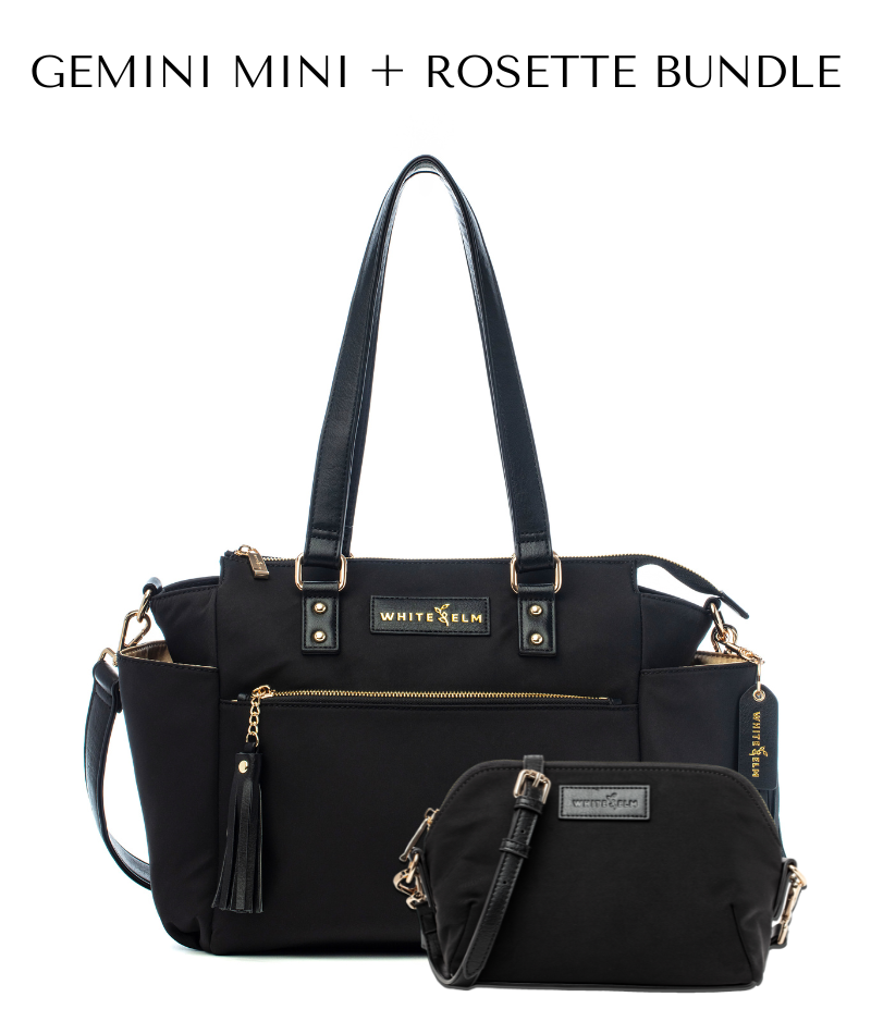Gemini Mini Convertible Backpack - Black Nylon Travel Bag by White Elm Gemini Mini Convertible Backpack - Black Nylon Travel Bag by White Elm