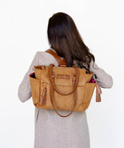 Gemini Mini Convertible Backpack - Honey Vegan Suede