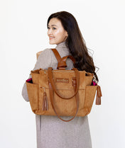 Gemini Mini Convertible Backpack - Honey Vegan Suede