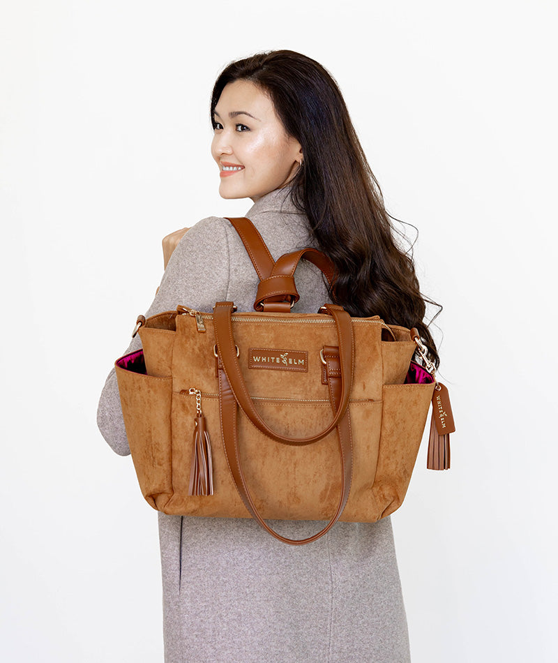 Gemini Mini Convertible Backpack - Honey Vegan Suede