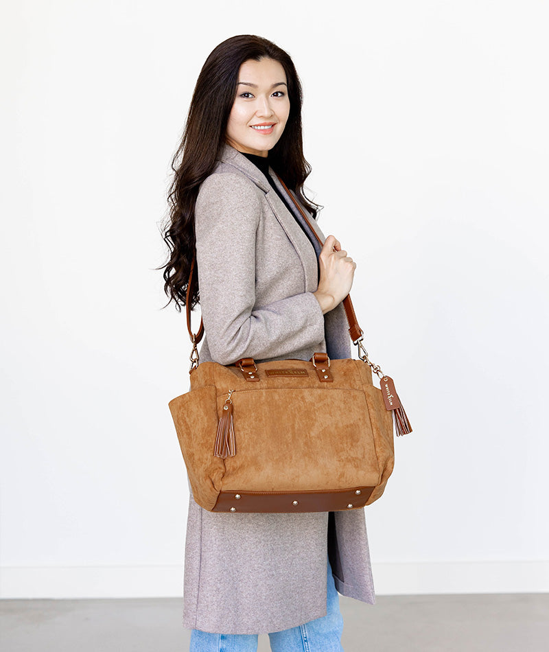 Gemini Mini Convertible Backpack - Honey Vegan Suede