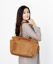 Gemini Mini Convertible Backpack - Honey Vegan Suede