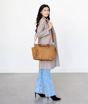 Gemini Mini Convertible Backpack - Honey Vegan Suede