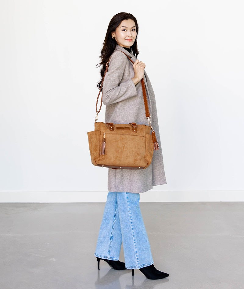 Gemini Mini Convertible Backpack - Honey Vegan Suede