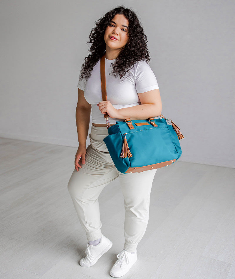White Elm Gemini Mini Convertible Backpack Tote – Cabo Teal Nylon Bag