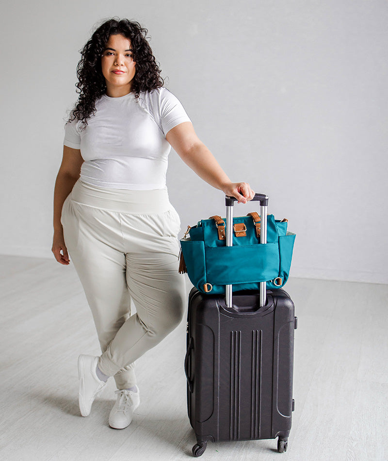 White Elm Gemini Mini Convertible Backpack Tote – Cabo Teal Nylon Bag