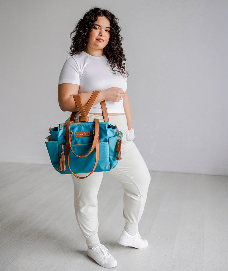 White Elm Gemini Mini Convertible Backpack Tote – Cabo Teal Nylon Bag