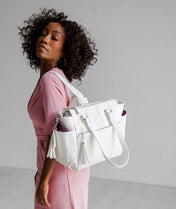 Gemini Mini Convertible Backpack - Pearl White Croc