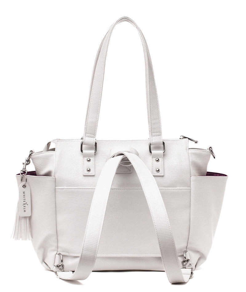 Gemini Mini Convertible Backpack - Pearl White Croc