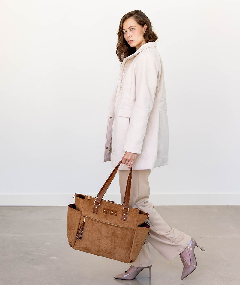 Gemini Convertible Backpack - Honey Vegan Suede