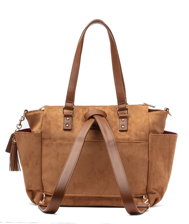 Gemini Convertible Backpack - Honey Vegan Suede