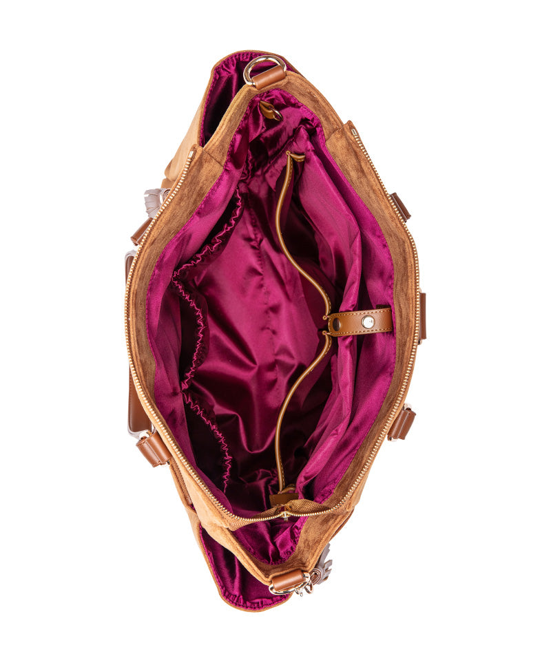 Gemini Convertible Backpack Tote - Honey Vegan Suede | White Elm Bags