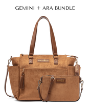 Gemini Convertible Backpack - Honey Vegan Suede