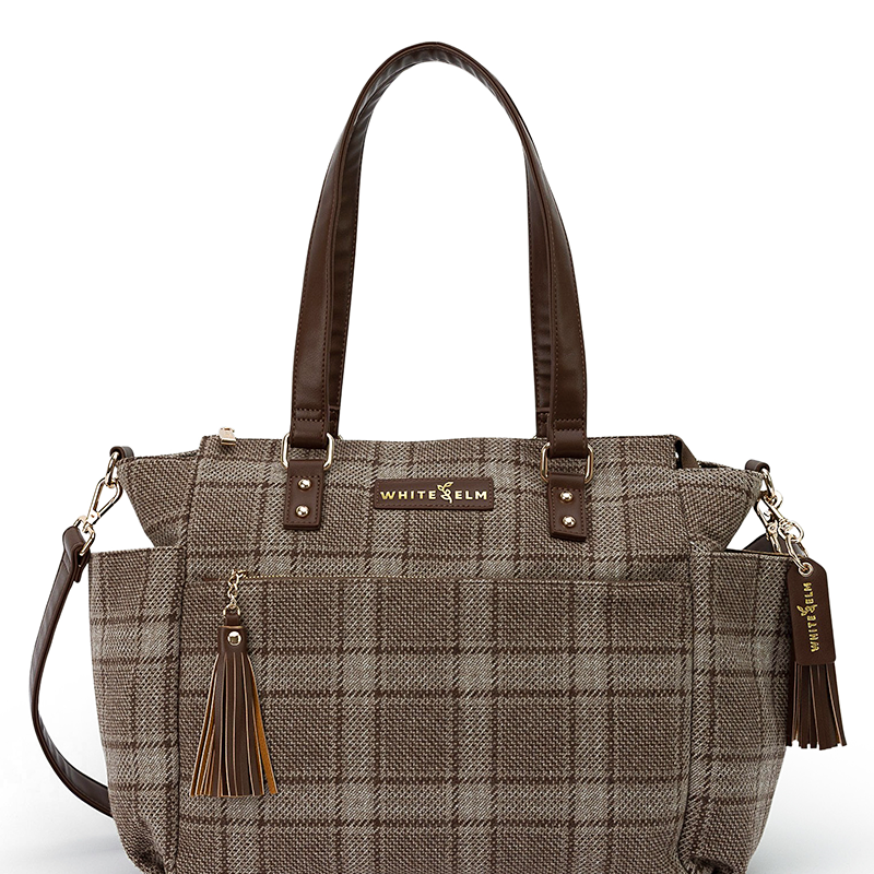 Uptown Check wool Gemini convertible backpack shown from the front