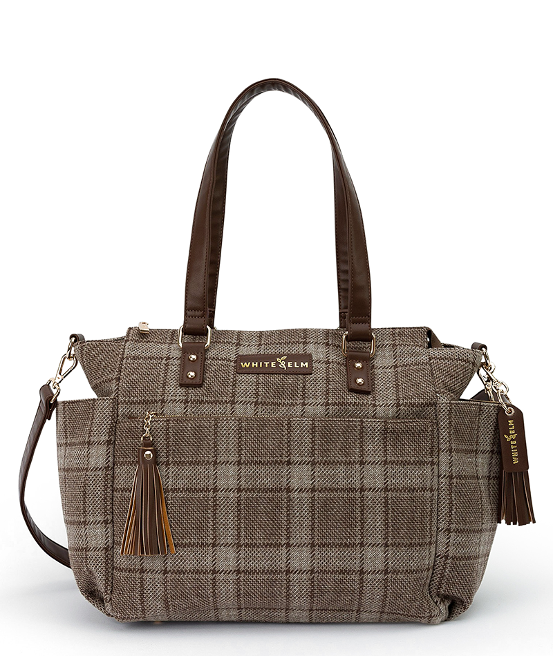 Uptown Check wool Gemini convertible backpack shown from the front