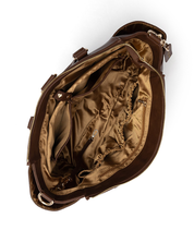 Open Walnut Gemini convertible backpack showing the interior lining