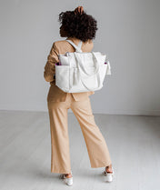 Gemini Convertible Backpack - Pearl White Croc