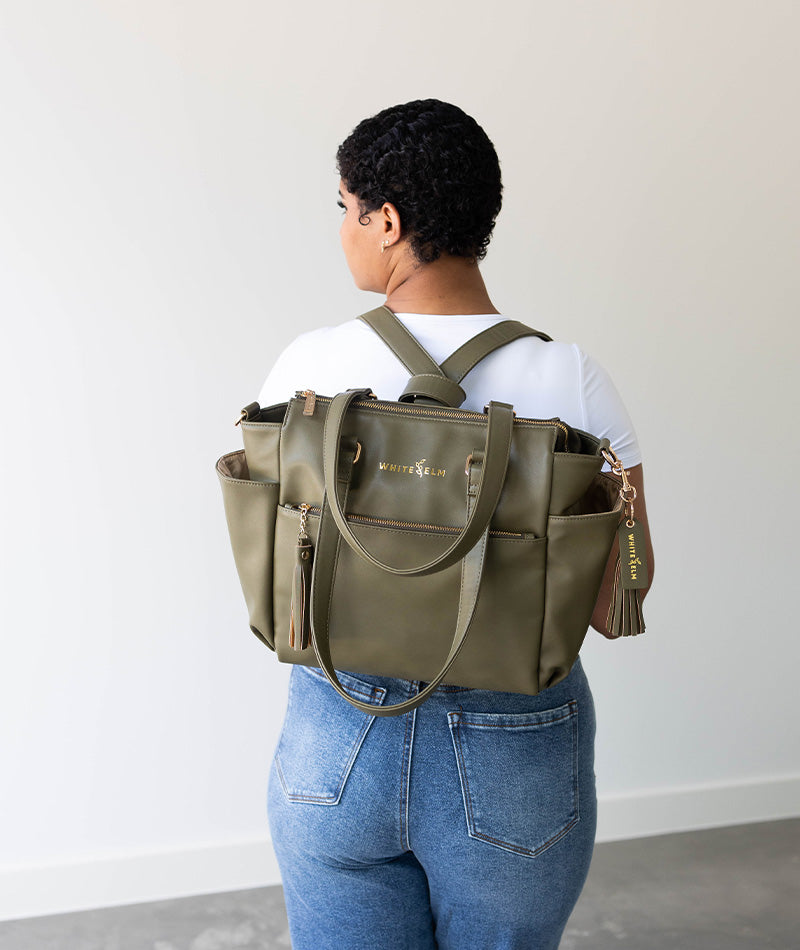 Gemini Mini Convertible Backpack Tote - Olive Green | White Elm Bags