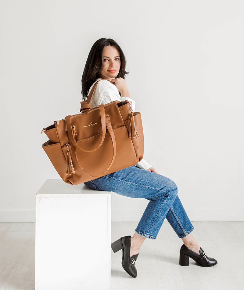 Gemini Convertible Backpack - Caramel | Work & Travel Bag by White Elm