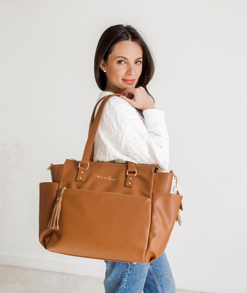 Gemini Convertible Backpack - Caramel | Work & Travel Bag by White Elm