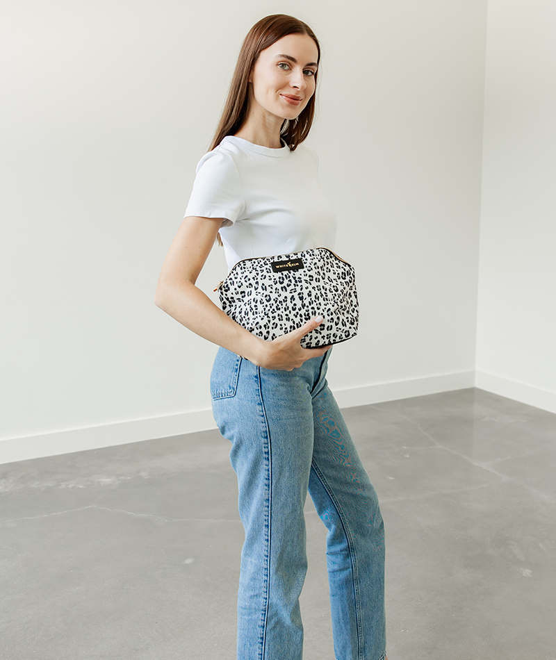 Lyra Cosmetic Bag - Leopard Nylon
