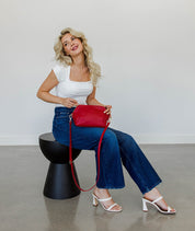 Rosette Crossbody - Crimson Red