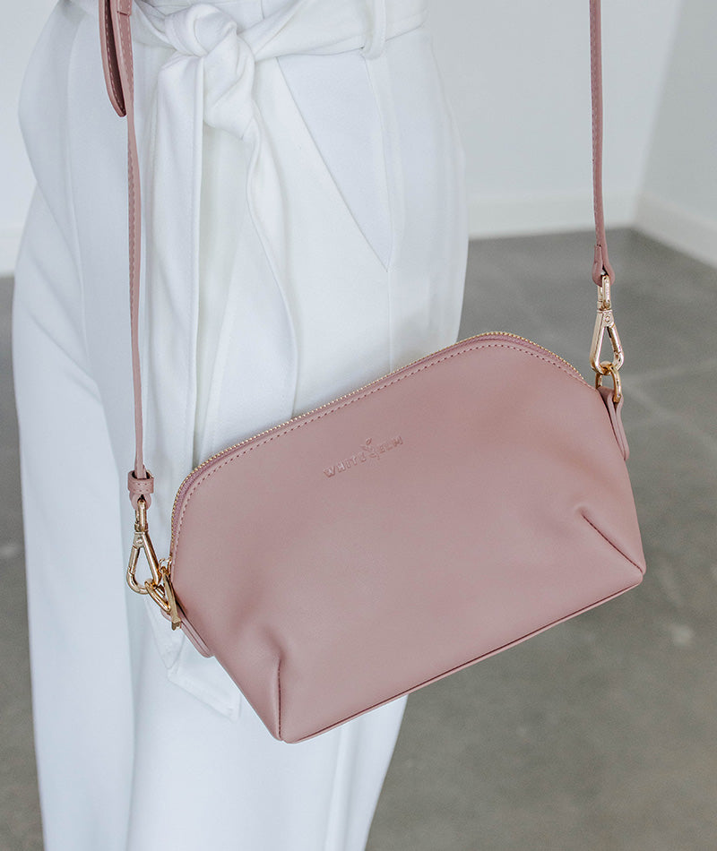 Rosette Crossbody Bag in Dusty Rose – Minimalist Handbag | White Elm