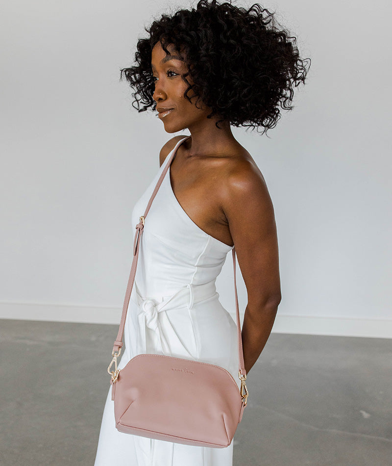 Rosette Crossbody Bag in Dusty Rose – Minimalist Handbag | White Elm