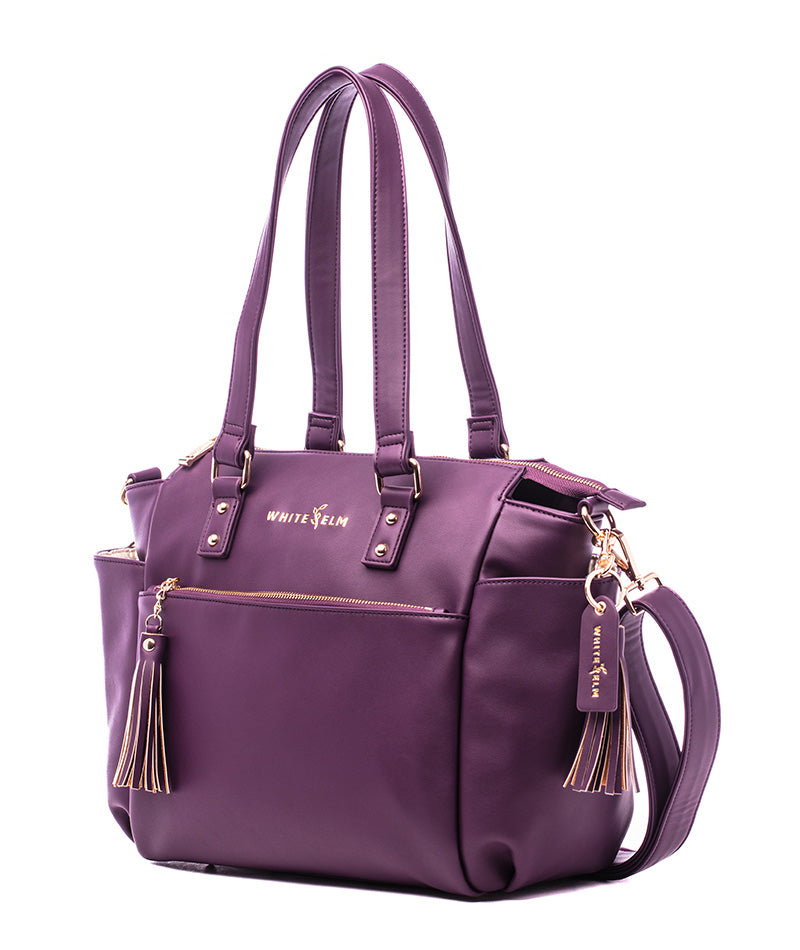 White Elm Gemini Mini Convertible Backpack – Plum Work & Travel Tote