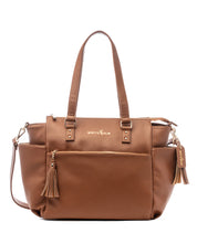 A brown Gemini convertible backpack with multiple compartments and an adjustable strap, displayed against a plain background.