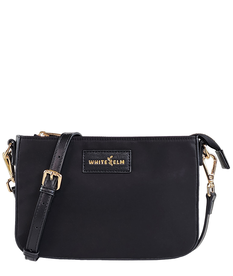 Black Nylon Ara Convertible Crossbody Clutch Handbag by White Elm