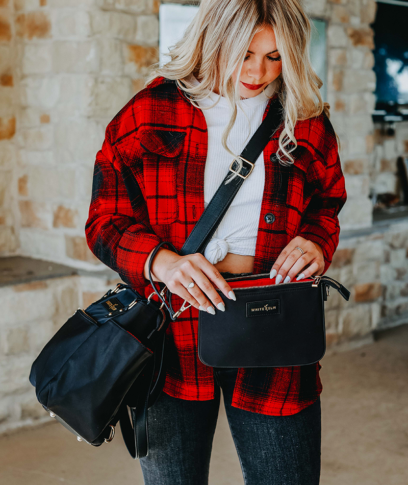 Gemini Mini Convertible Backpack Tote Black Nylon White Elm