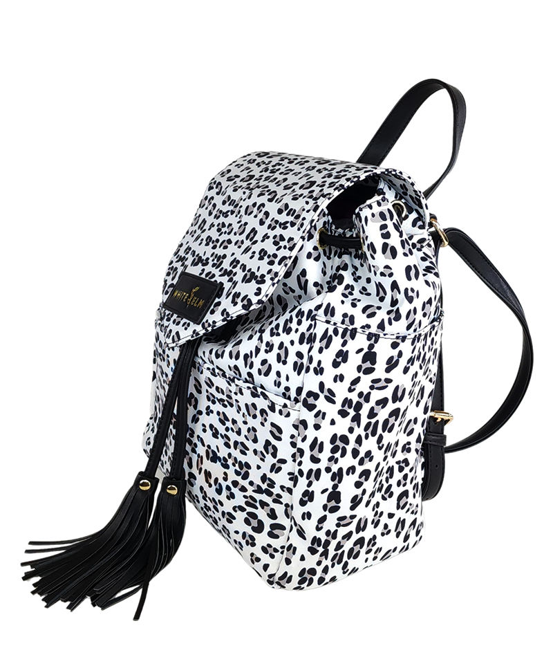 Luna Drawstring Backpack by White Elm Leopard Luna Matching Ara Crossbody Clutch