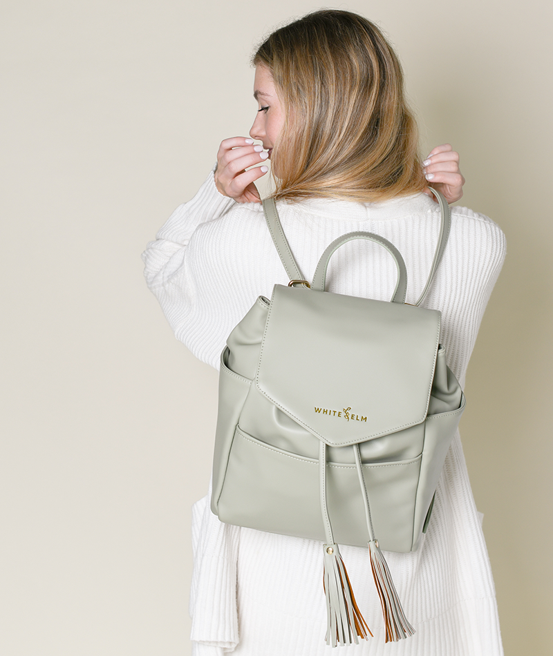 Luna Drawstring Backpack Sage Green Outlet RETIRED Final Sale